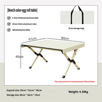 Table de camping pliante robuste en alliage d'aluminium, motif grain de bois, hauteur réglable, charge maximale 110 kg, vente en gros