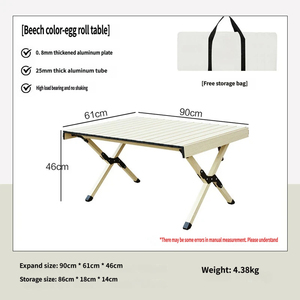 Mesa Plegable de Camping de Aleación de Aluminio para Huevo Frito, Resistente, Carga de 110 kg, Altura Ajustable, con Acabado de Madera, Venta al por Mayor - Product Image 2