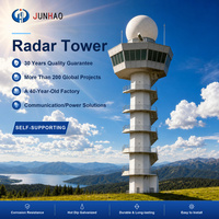Tour de radar météo avec radôme en fibre de verre blanc, structure en treillis d'acier galvanisé pour la surveillance des aéroports et des zones côtières