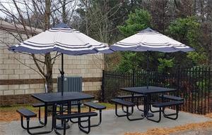 Ensemble de salle à manger extérieure commerciale <span class=keywords><strong>Table</strong></span> de pique-nique en acier avec <span class=keywords><strong>banc</strong></span> et chaises Coussins imperméables tous temps pour jardin de parc - Product Image 6