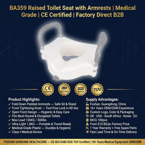 CE Medical Grade Portable Elevated <strong>Raised</strong> <strong>Toilet</strong> <strong>Seat</strong> <strong>with</strong> <strong>Handles</strong> Durable <strong>Toilet</strong> <strong>Seat</strong> Riser for Elderly Disabled Max Load 136KG - Product Image 2