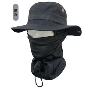 Sombrero de Pesca para Hombre con Protección Solar, Ala Ancha, Máscara Facial UV y Protector de Cuello, Transpirable, Color Sólido, para Senderismo, Pesca y Ciclismo - Product Image 3