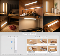 Lumière sous l'armoire à détecteur de mouvement, rechargeable, ultra-lumineuse, avec éclairage magnétique à 3 couleurs et 5 niveaux de luminosité réglable, pour placard, cuisine