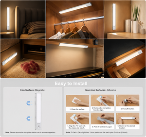 <span class=keywords><strong>Luz</strong></span> con Sensor de Movimiento para Debajo del Gabinete, Recargable, Ultrabrillante, con 3 Colores y 5 Niveles de Intensidad Regulable, Iluminación Magnética para Armario y Cocina - Product Image 3