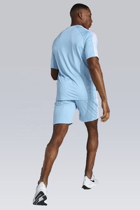 Ensemble court d'été pour hommes, 2 pièces, short rouge, rayures latérales, logo personnalisé, vente en gros, été - Product Image 5