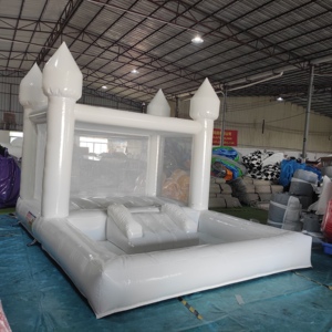 Maison gonflable blanche gonflable de mariage de <span class=keywords><strong>toboggan</strong></span> de rebond sautant commercial de moonwalk <span class=keywords><strong>avec</strong></span> la <span class=keywords><strong>piscine</strong></span> de fosse de boule - Product Image 4