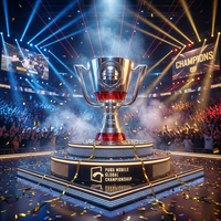 Trophée Esports Personnalisé avec Logo, Plaqué Argent, Style PMGC, avec Coffret Cadeau de Luxe, Vente en Gros Usine, Cadeaux de Gaming d'Élite pour le Moyen-Orient
