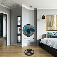 Ventilateur de sol électrique 18 pouces à 3 pales en aluminium Grille en plastique noir Moteur en cuivre 3-en-1 Quatre trous Hauteur réglable Ménage
