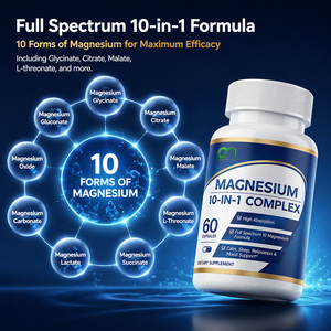 Livraison gratuite, directement de l'usine aux États-Unis, stock disponible, capsules de mélange de magnésium 10-en-1, complément alimentaire quotidien, 60 capsules - Product Image 1