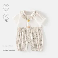 Mono de Verano para Bebés Niñas, con Estampado Floral, de Algodón Suave y Transpirable, de Manga Corta, para Gatear