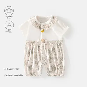 Tutina Estiva Floreale per Bambine in Cotone Traspirante a Maniche Corte - Product Image 3