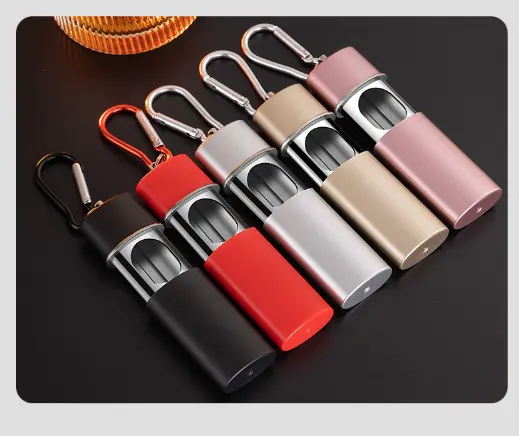 Promosi kustom Logo kompak baja saku Mini asbak dengan gantungan kunci portabel gantungan kunci asbak
