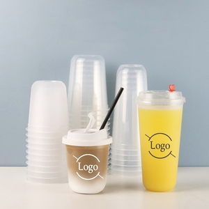 Customized LOGO Printed U Shaped Bubble Tea Cups For Donut Shop Bubble Tea Christmas Plastic Cups
