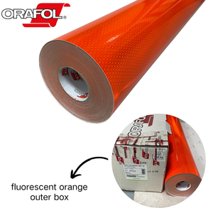 ORAFOL ORALITE VC412 ฟลูออเรสเซนต์ออเรนจ์ อีโคเฟล็กซ์ ไวนิลสะท้อนแสงแบบตัดได้ ทนทานต่อสภาพอากาศ สำหรับการฟื้นฟูถนนและยานพาหนะ - Product Image 1