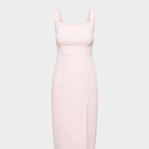 Vestido largo ajustado sin mangas de color rosa claro estilo años 90 con abertura en la pierna, moderno y de alta calidad para mujer - Product Image 6