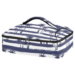 Sac isotherme pour aliments en aluminium imprimé sur mesure, motif coucher de soleil hawaïen à rayures marine, pour dîner et camping - Product Image 1