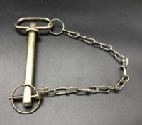 Goupille de remorquage robuste en acier au carbone zingué 3/4x 6.25 avec chaîne pour remorque, tracteur, excavatrice, camion minier