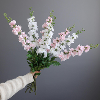 Delphinium artificiel en latex 3D de 88 cm, toucher réel, aspect humide, pour la décoration de hall d'hôtel de luxe et de mariage