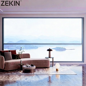 Ventana Guillotina de Aluminio con Doble Vidrio Templado y Vista Panorámica ZEKIN, Ventana Corredera <span class=keywords><strong>Vertical</strong></span> Automática con Elevación Eléctrica y Mosquitera - Product Image 1