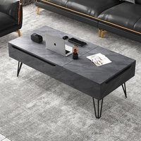 Nordic Home Salon Multifonctionnel En Bois MDF Table D'extrémité Carré Pliant Ascenseur Centre Thé Table Basse avec Rangement