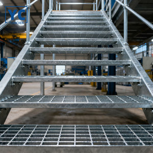 공장 공급 야외용 강철 계단 디딤판 아연 도금 금속 격자 강철 계단 산업용 사다리 - Product Image 2