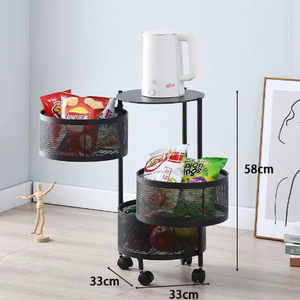 Wholesale 3-Tier Rotating Metal Vegetable <strong>Storage</strong> Rack <strong>for</strong> <strong>Kitchen</strong> Corner Space-Saving Sustainable Non-Folding RTA Square <strong>Unit</strong> - Product Image 1