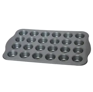 Set of 2 carbon steel with handle 24 cups non stick bake tray oven pans muffin pan