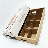 Boîte cadeau en carton ondulé personnalisée en deux parties avec séparateur en papier et poignée de transport, emballage écologique pour fruits frais de la ferme