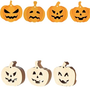 60 décorations artisanales en bois ajourées en forme de citrouille non finies avec cordon pour les fêtes d'automne - Product Image 5