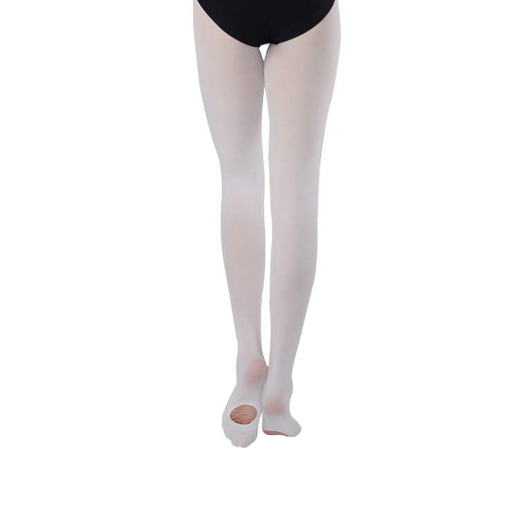 In-stock ready to ship kids anti-hook convertible white ballet dance tights stockings with gusset crotch