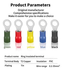 Connecteur de borne ronde en laiton à sertir pour câble à anneau RD Matériau en <span class=keywords><strong>cuivre</strong></span> avec <span class=keywords><strong>manchon</strong></span> de protection isolant - Product Image 1