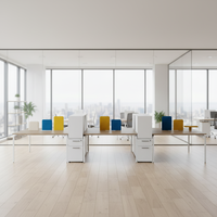 Grand poste de travail de bureau avec cadre en acier, armoire de rangement, design professionnel, configuration moderne pour le bureau, postes de travail de bureau