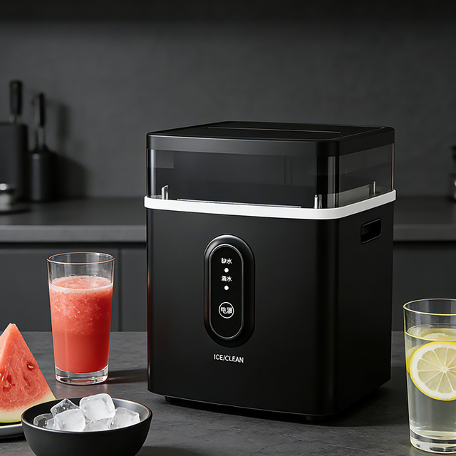RANBEM Electric Countertop Cube Ice Maker Machine 120W 15kg/Day Fast Ice Making 6 Mins Cycle Portable Compact Plastic Household