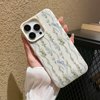 Nouvelle Coque de Téléphone Portable en TPU avec Rubans et Fleurs pour Femme, Étui en Cuir Tendance, Housse Arrière pour iPhone 16 15 11 17 Air Pro Max