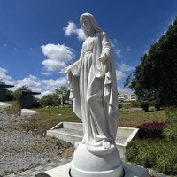 Statue de la Vierge Marie en marbre blanc naturel, religieuse catholique, faite à la main, pour jardin, église