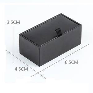 Оптовая продажа: роскошная черная кожаная подарочная коробка для ювелирных изделий и запонок с индивидуальным логотипом, внешняя отделка из бархата, размер на заказ, модель 2020 года. - Product Image 6