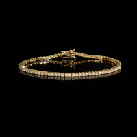 Bracelet tennis de luxe tendance en laiton plaqué or 18 carats avec zircon cubique rond de 2 mm pour femme, idéal pour les fiançailles