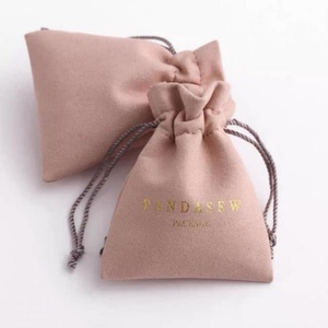 Ultra-fine Double-Sided Recyclable Velvet Jewelry Bags Pouches Cotton <b>Drawstring</b> Closure Custom Logo Packaging for Rings - Product Image 3