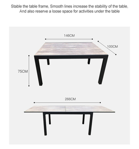 Vente en gros de chaises de salle à manger en tissu d'aluminium 10 places ensemble de table à manger extensible d'extérieur avec tissu en pierre frittée - Product Image 6
