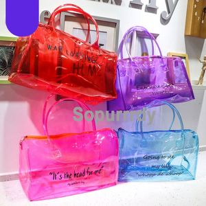 Sac de sport personnalisé avec logo, sac en plastique transparent pour la gym, les voyages, la plage, sac en PVC, sac de sport couleur bonbon, sac en gelée avec fermeture éclair métallique, sac fourre-tout transparent - Product Image 6