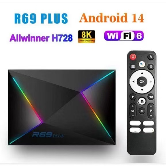 2026 New R69 PLUS Smart TV Box, Allwinner H728 Chip, 4GB+32GB Storage, Android 14 WiFi 6 Gigabit Dual-band Network Media Player