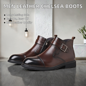 Botas Chelsea para Hombre, de Piel Genuina, Estilo Oxford, Antideslizantes, con Suela de Goma Plana y Suave, para Vestir Casual y Formal - Product Image 2