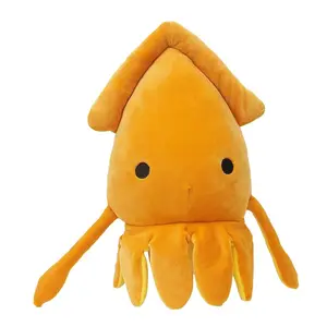 J937 Orange big eyes Design Squid Stuffed Animal Toy Cuddly Plush Animal Octopus Kids Room Decor Gift Squid Toy