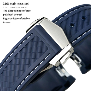 Bracelet de montre en caoutchouc silicone de 20 mm compatible avec la montre Omg Seamaster Rubber Strap300 Aqua 8900, bracelet de montre à boucle en acier - Product Image 2