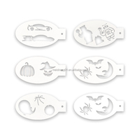 Pochoirs adhésifs réutilisables en gros pour peinture faciale, pochoirs temporaires pour tatouages corporels pour enfants, pochoirs de peinture faciale à paillettes pour Halloween, OEM.