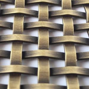 Maille métallique décorative en bronze à trous carrés, tissée et ondulée - Product Image 4