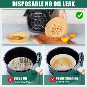 High Quality Non-Stick <b>airfryer</b> <b>Paper</b> Round Disposable Air Fryer Parchment <b>Paper</b> Liners for Baking Roasting Microwave - Product Image 5