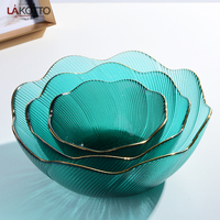 Groothandel Maat Clear Glas Fruit Cake Lader Platen Glas Kralen Bowls Met Gouden Rand
