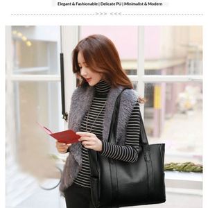 Bolso de Hombro Versátil de Gran Capacidad, Bolso Tote de Cuero Suave Vintage para el Trabajo y las Compras, Bolso Minimalista con Bolsillos Laterales - Product Image 3