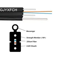Câble de branchement FTTH extérieur noir G.657A1 1F avec messager en fil d'acier 1*1.0mm/0.8mm et 2*0.5mm FRP dans un gaine LSZH pour cordon de brassage